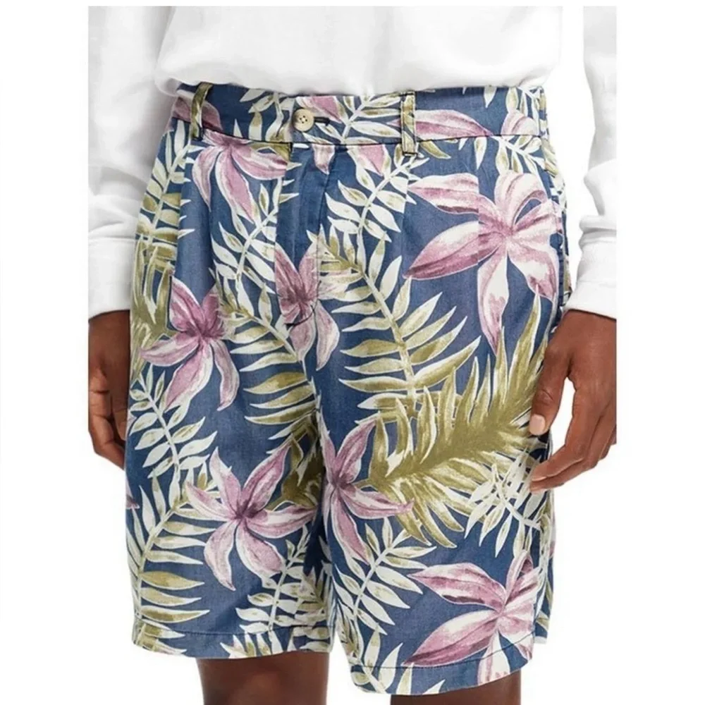Scotch & Soda Tropical Printed Pleated Loose Fit Shorts